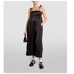 Ganni Black Double Strap Satin Maxi Dress